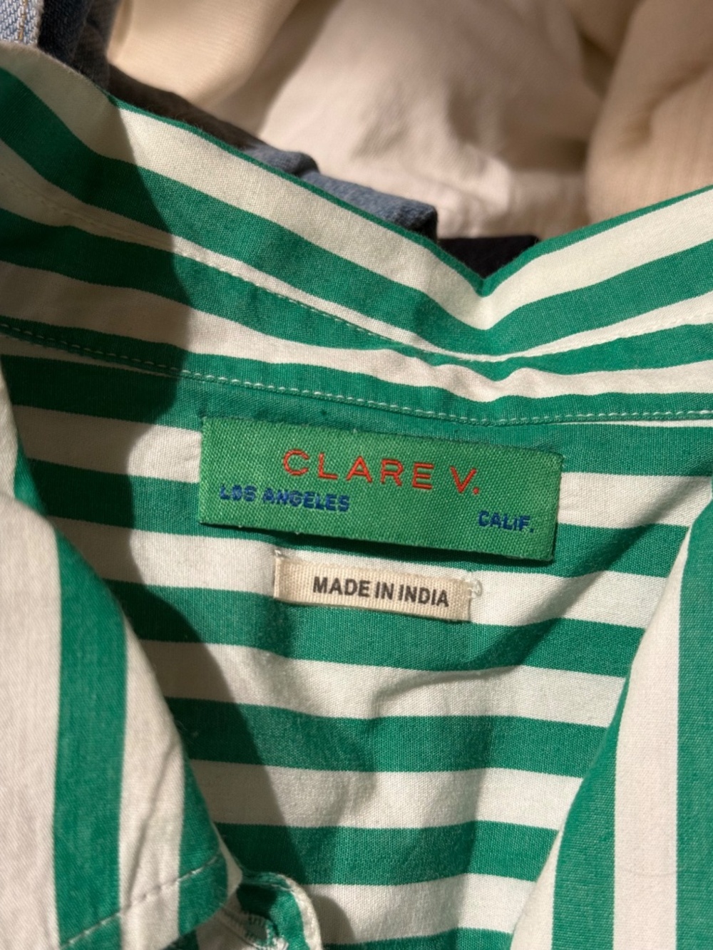 Claire V Green and White Striped Button Down Shirt - Picture 13 of 13